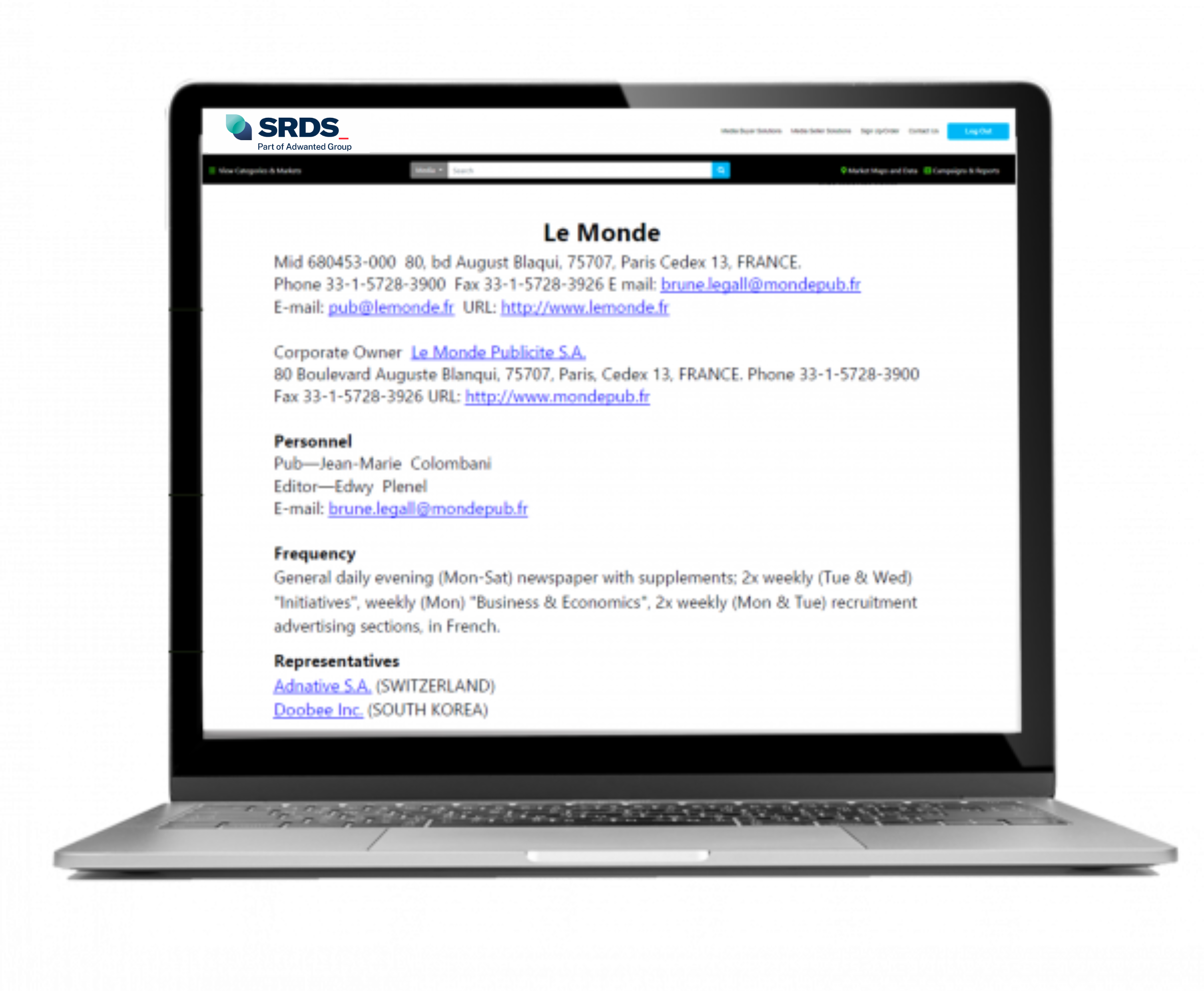 My-project-1-24 Laptop showing Le Monde site page