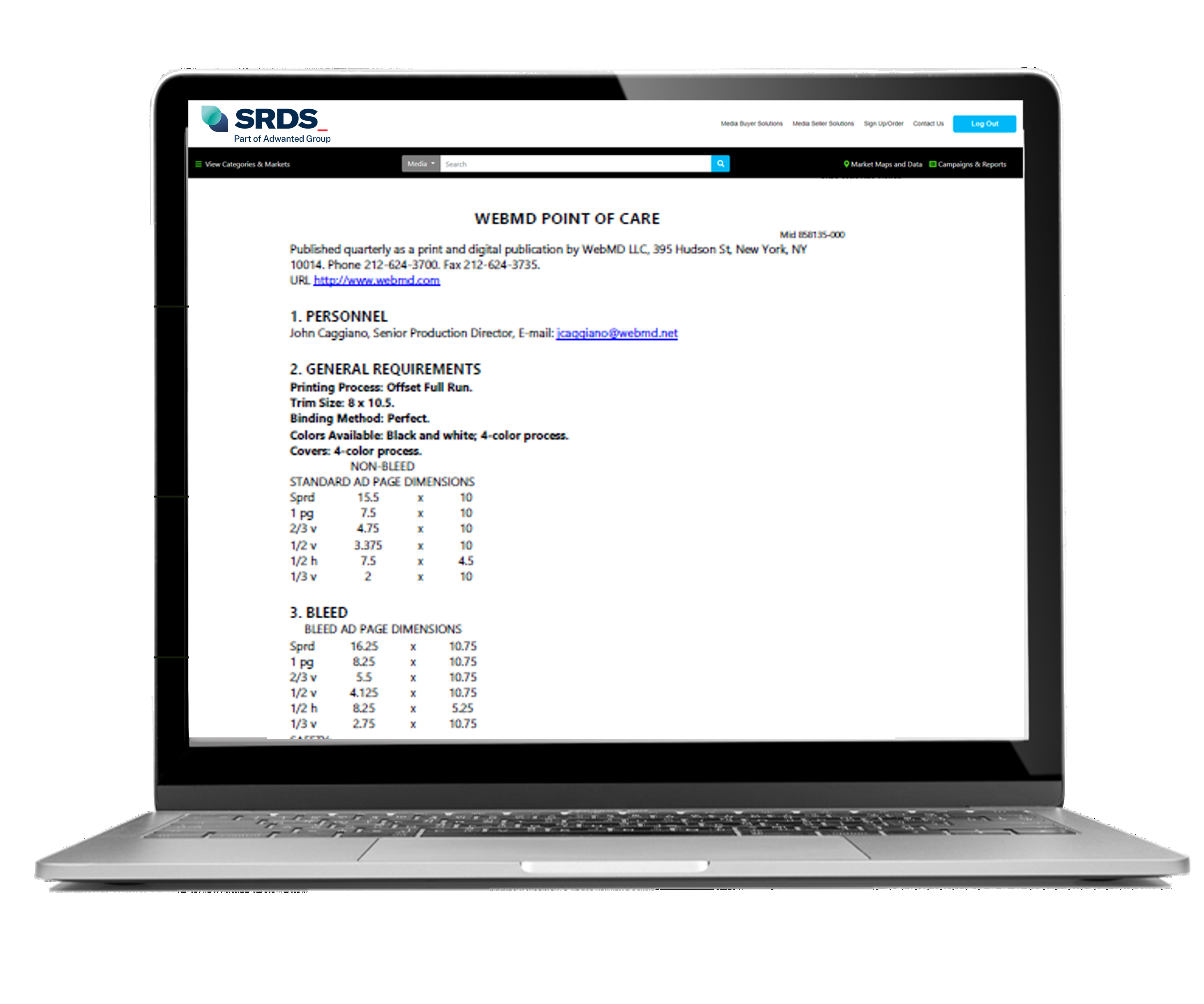 WebMd Point of Care Dialog Screen